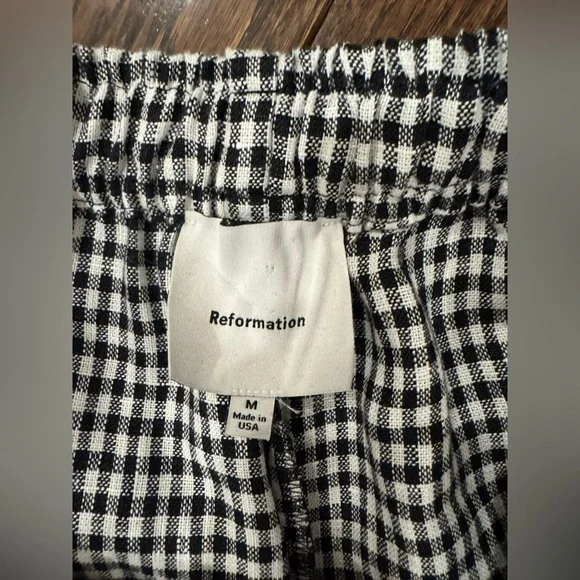 Reformation Fernando linen Wide-Leg Pants plaid - Picture 4 of 4